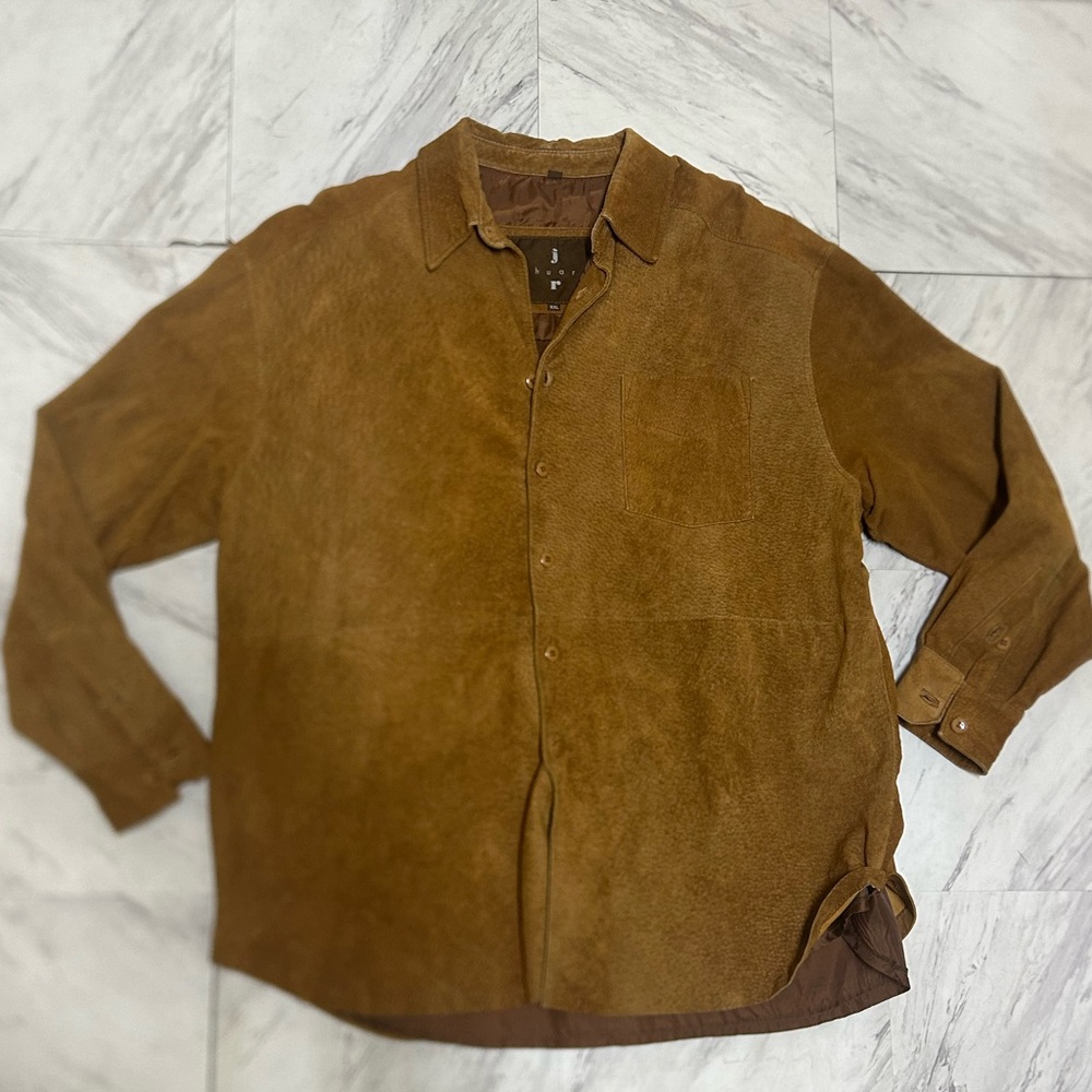 vintage Joshua Ross brown suede leather shirt jacket XXL